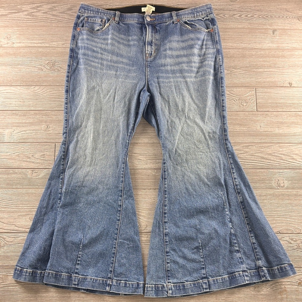 FESTI Womens Plus Size 20R Extreme Flare Wide Leg Jeans Medium Wash Denim 463